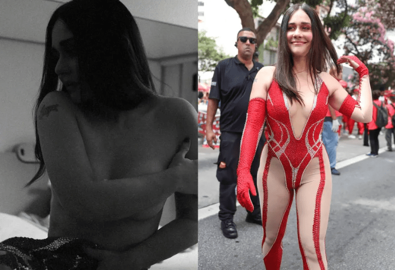 Alessandra Negrini poses naked before going out in a block in SP