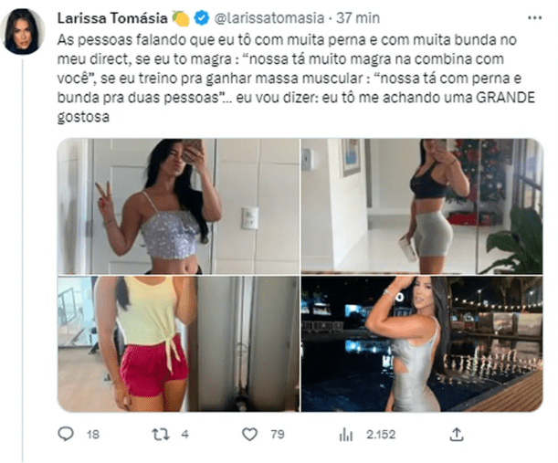 Former BBB Larissa Tomásia rebuts criticism
