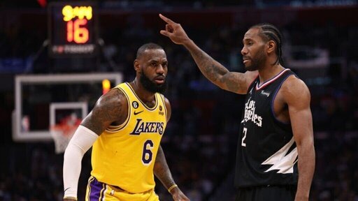 LeBron James on the Los Angeles Lakers (left)