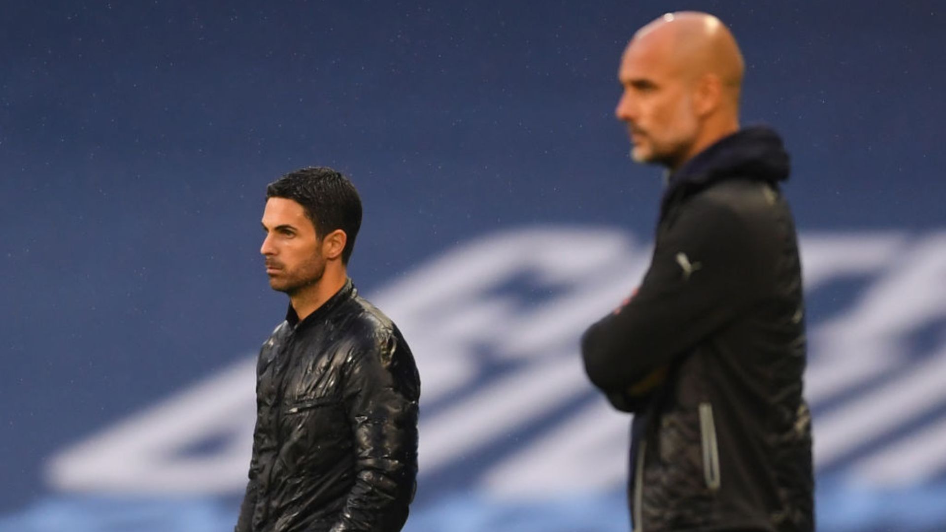 Mikel Arteta and Pep Guardiola, coaches of Arsenal and Manchester City, respectively