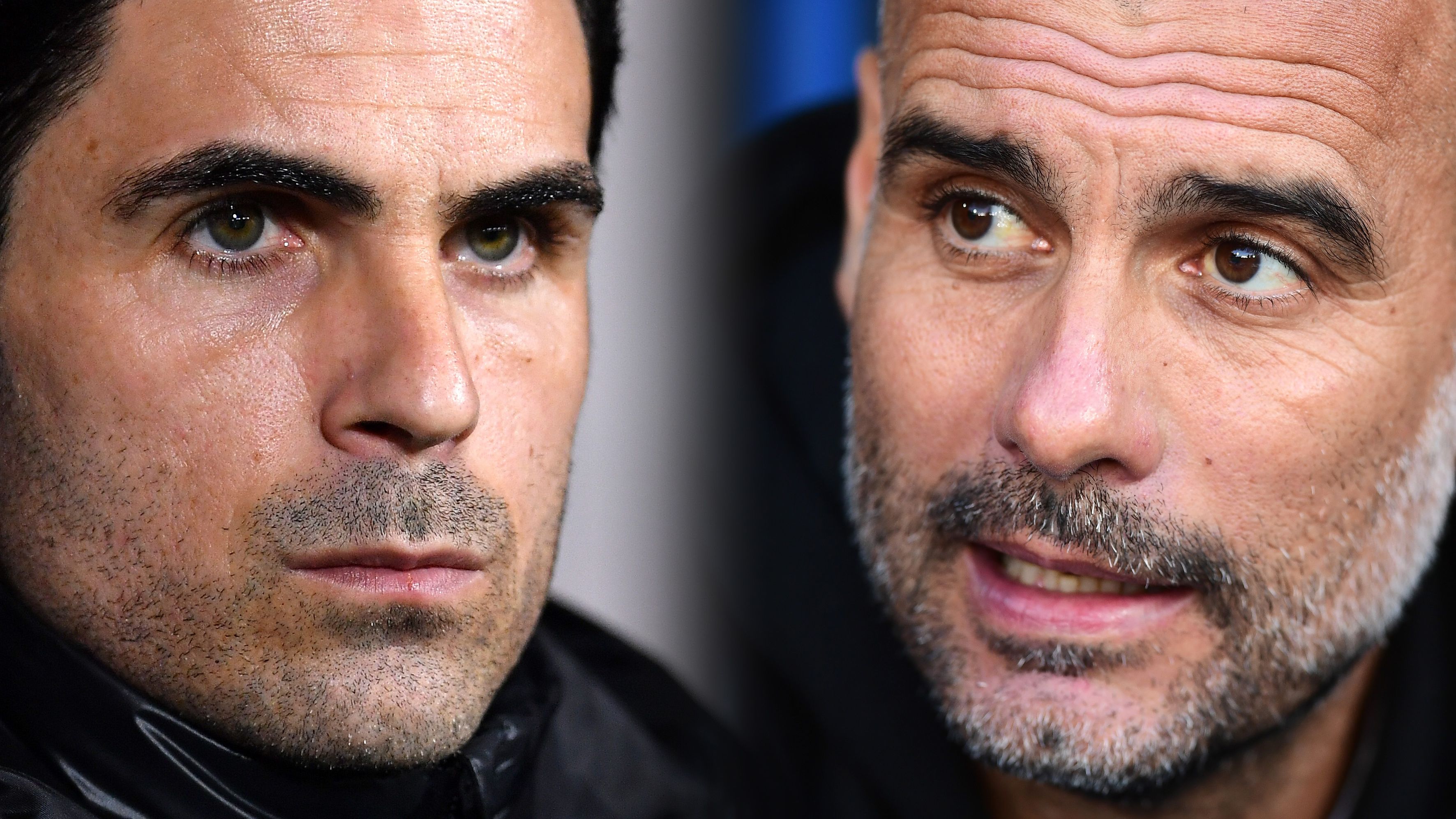 Mikel Arteta and Pep Guardiola, left to right
