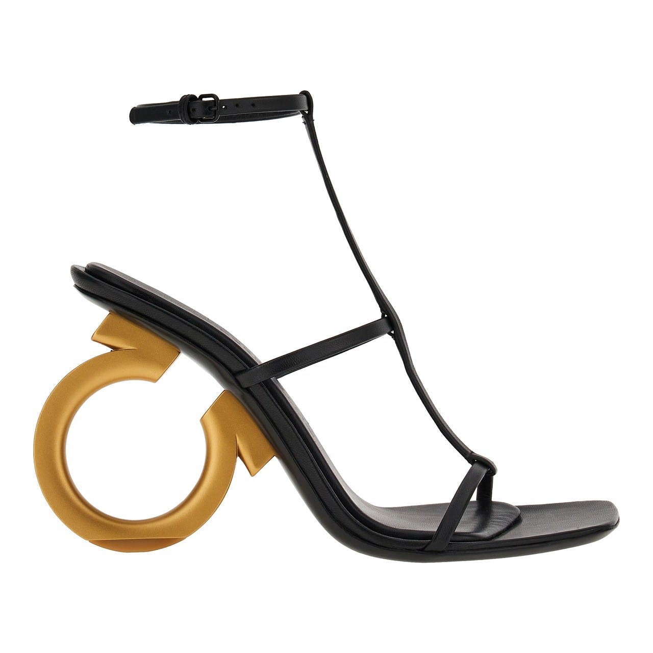 The black one with galvanized gold heels (Reproduction/ Ferragamo)