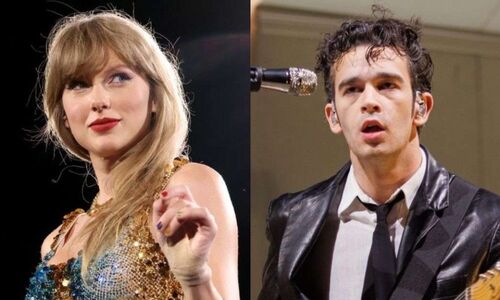Taylor Swift and Matt Healy are seen holding hands
