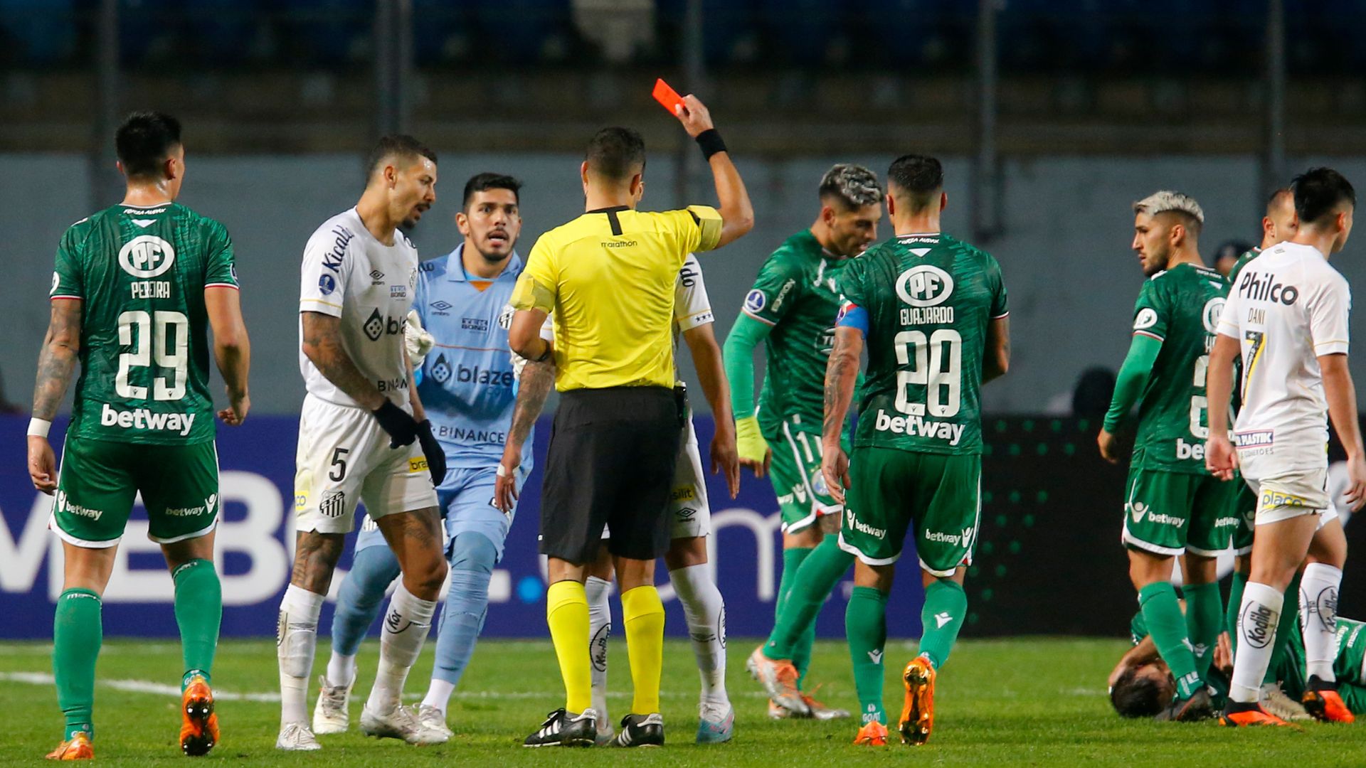 Joaquim is sent off in the first half