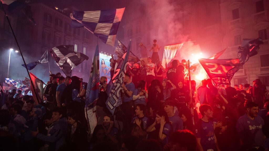 Napoli fans party after the title