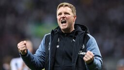 Eddie Howe celebrating after the end of the match (Credit: Getty Images)