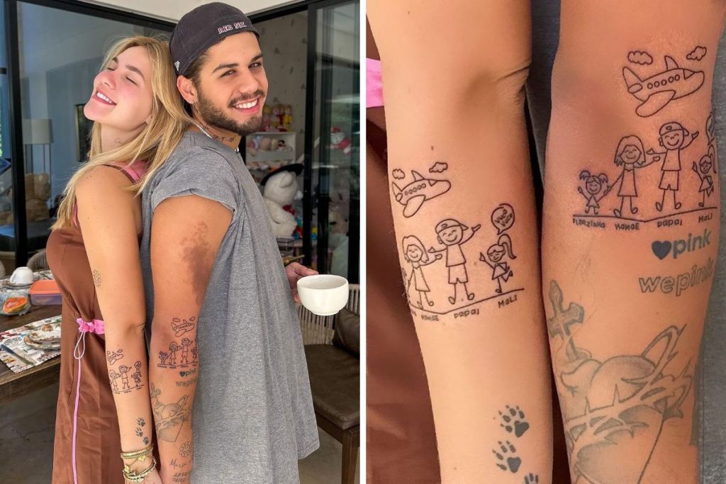 Virginia Fonseca and Zé Felipe with the same tattoo
