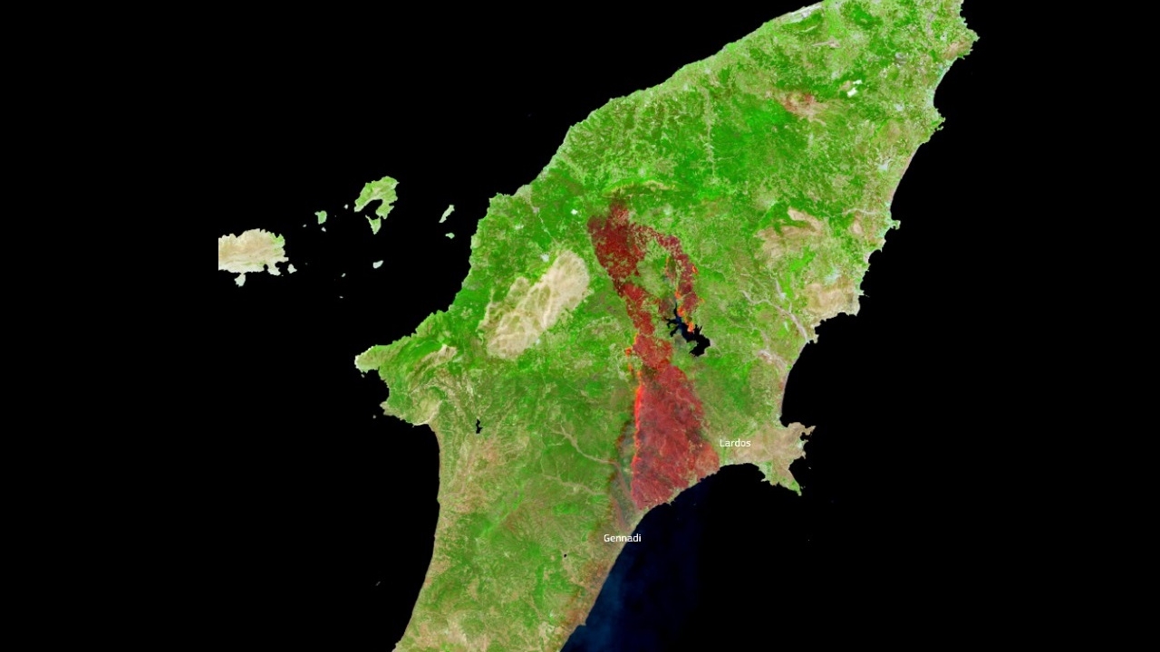 Aerial footage reveals devastation from wildfires in Rhodes, Greece