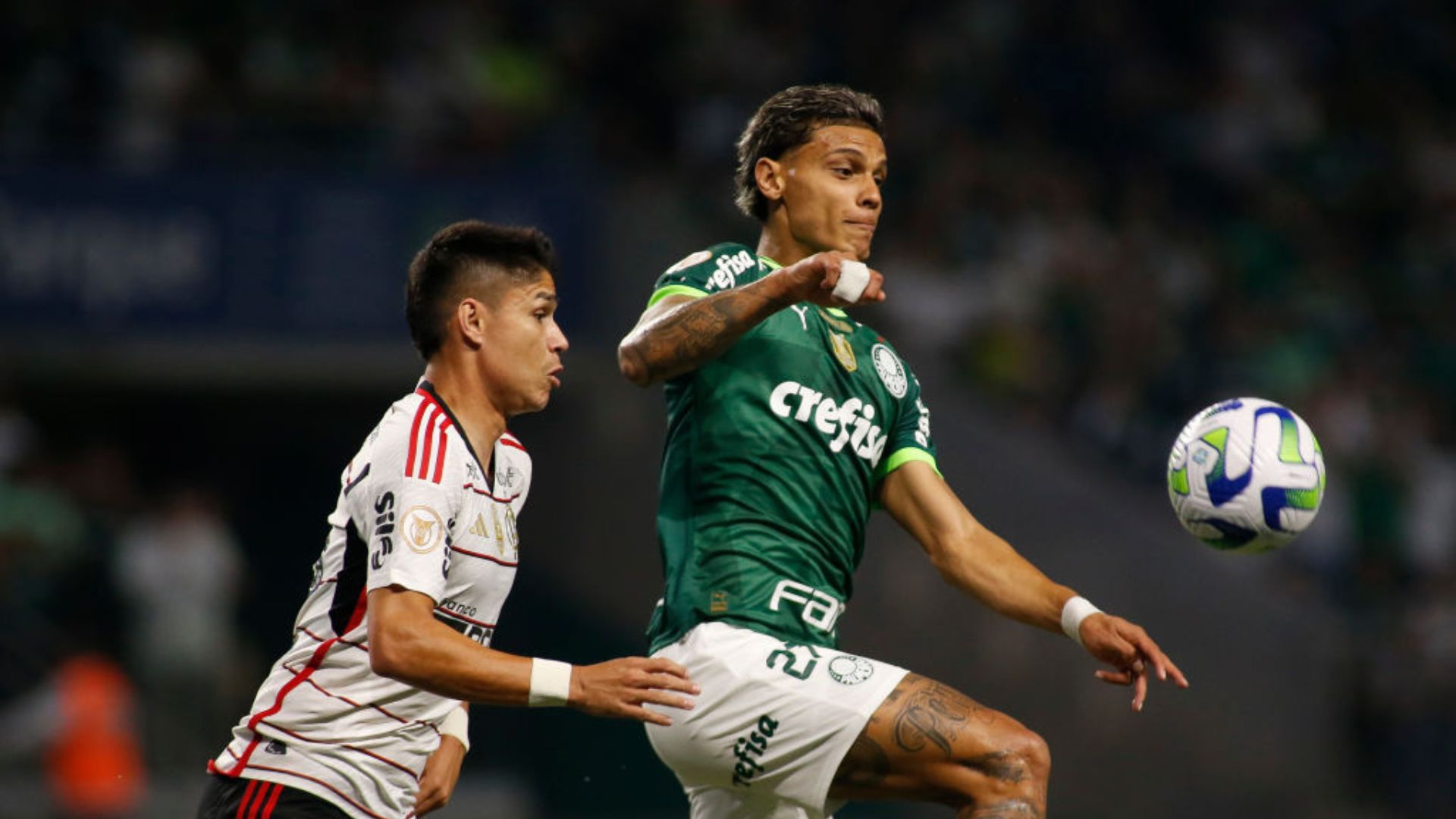 Palmeiras and Flamengo in action