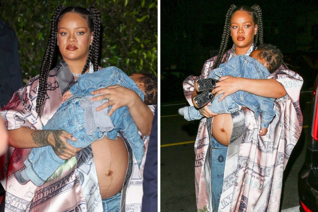 Rihanna with son RZA on her lap