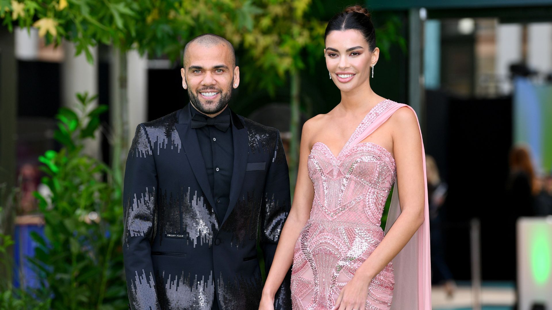 Daniel Alves next to Joana Sanz, his wife at the time he was accused of rape (Credit: Getty Images)