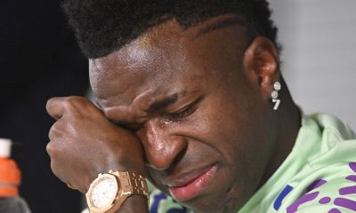 Vinicius Júnior cries at a press conference when talking about