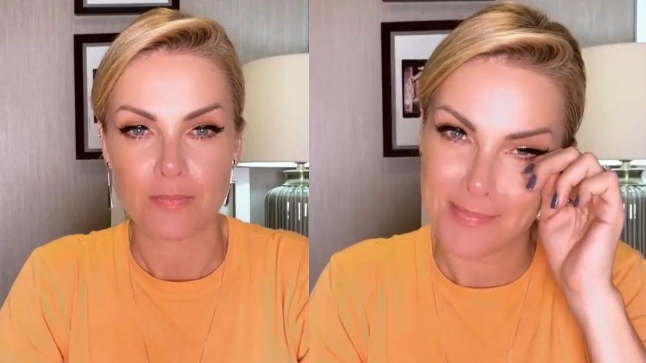 Ana Hickmann cannot contain her tears live against violence against