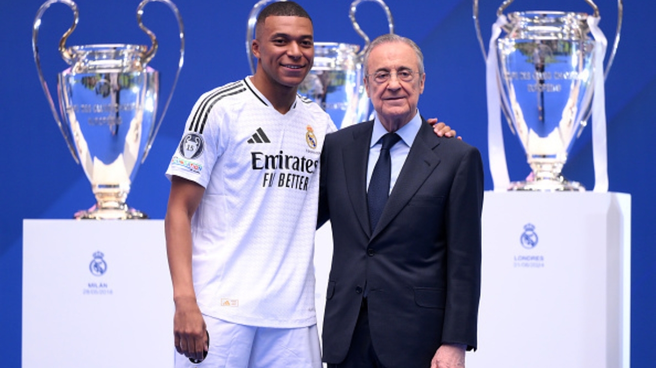 Mbappé is presented to a packed stadium in Madrid