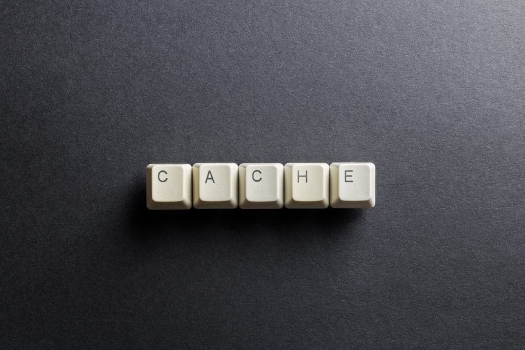 image shows computer keys forming the word 'cache'