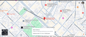 image shows the distance from one point to another calculated by google maps